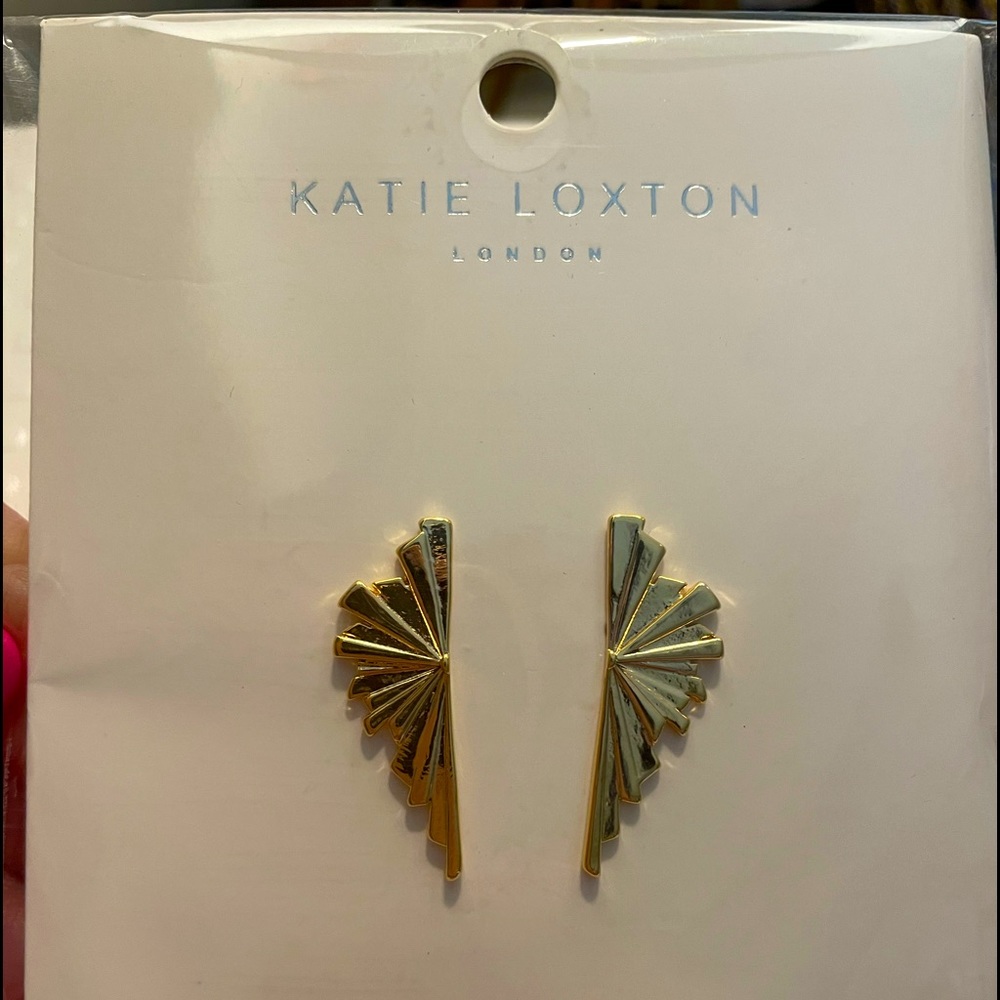 Katie Loxton gold earrings. 1” NEW